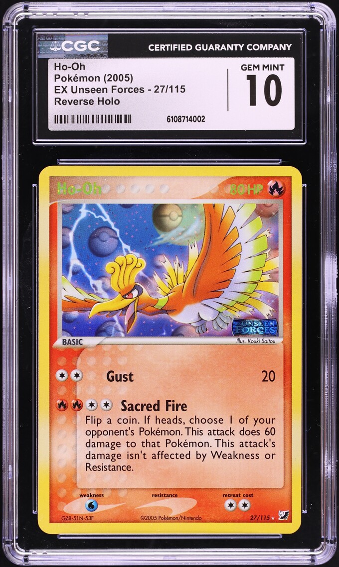 2005 Pokemon EX Unseen Forces Reverse Holo Ho-Oh #27 CGC 10 GEM MINT