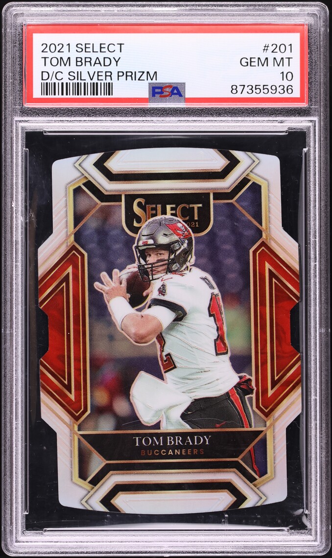 2021 Select Premier Level Die-Cut Silver Prizm Tom Brady #201 PSA