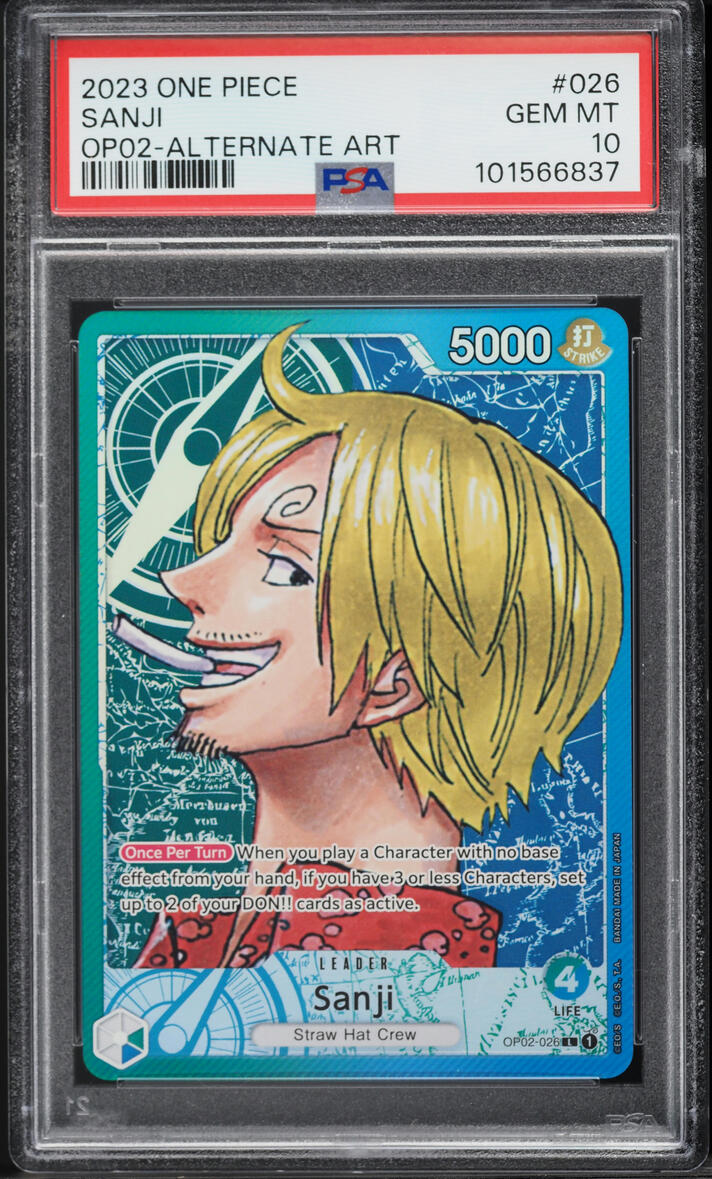 2023 One Piece Paramount War Alt Art Leader Sanji #OP02-026 PSA 10 GEM MINT