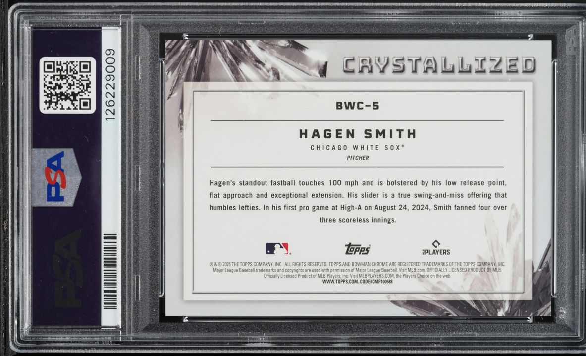 2025 Bowman Crystallized Gold Hagen Smith /50 #BWC5 PSA 10 GEM MINT