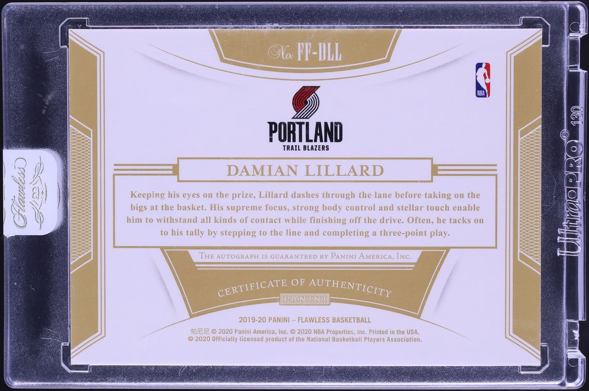 2019 Panini Flawless Finishes Gold Damian Lillard AUTO /10 #FF-DLL