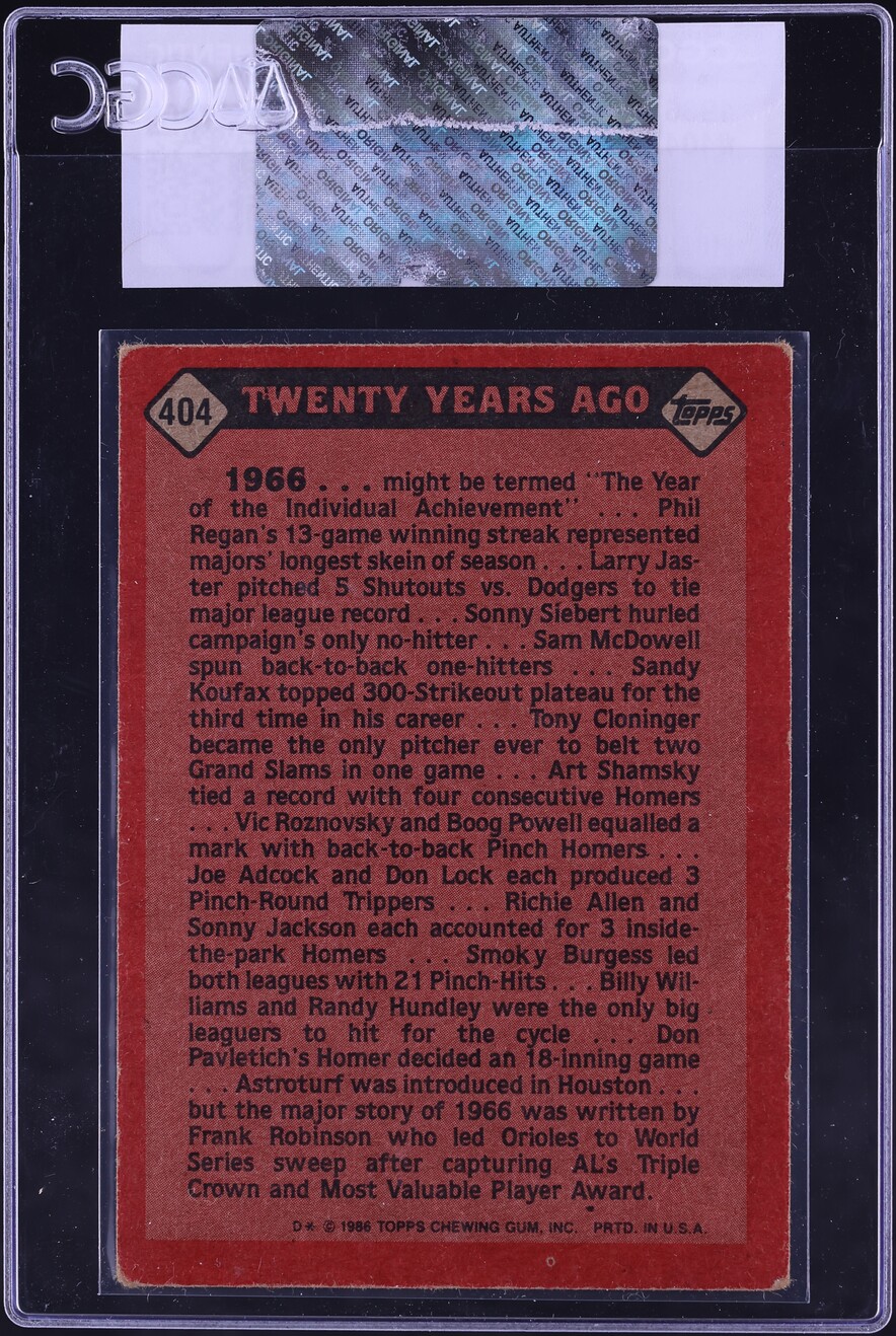 1986 Topps Turn Back The Clock Frank Robinson #404 CGC AUTH