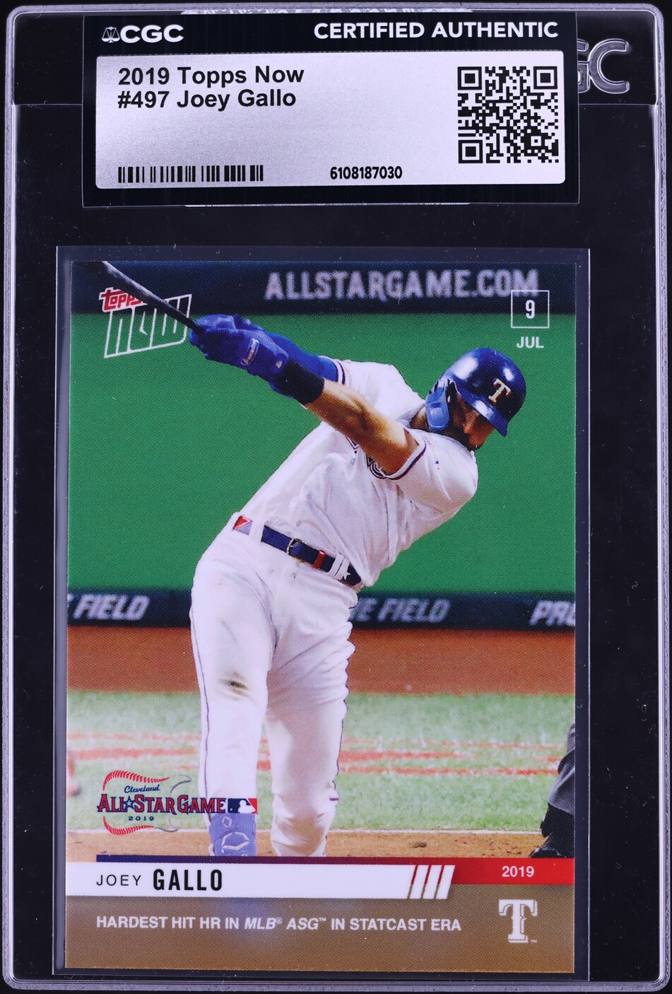 2019 Topps Now Joey Gallo #497 CGC AUTH