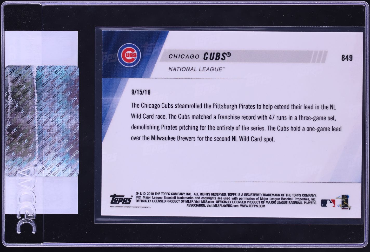 2019 Topps Now Chicago Cubs #849 CGC AUTH