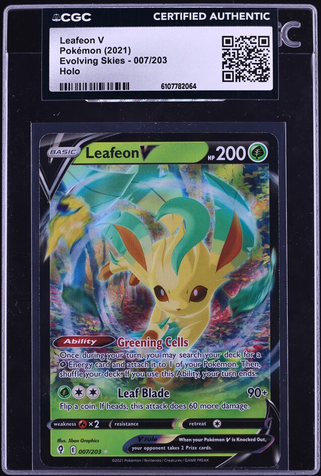 2023 Pokemon Sword & Shield Evolving Skies Full Art Leafeon V #7 CGC AUTH