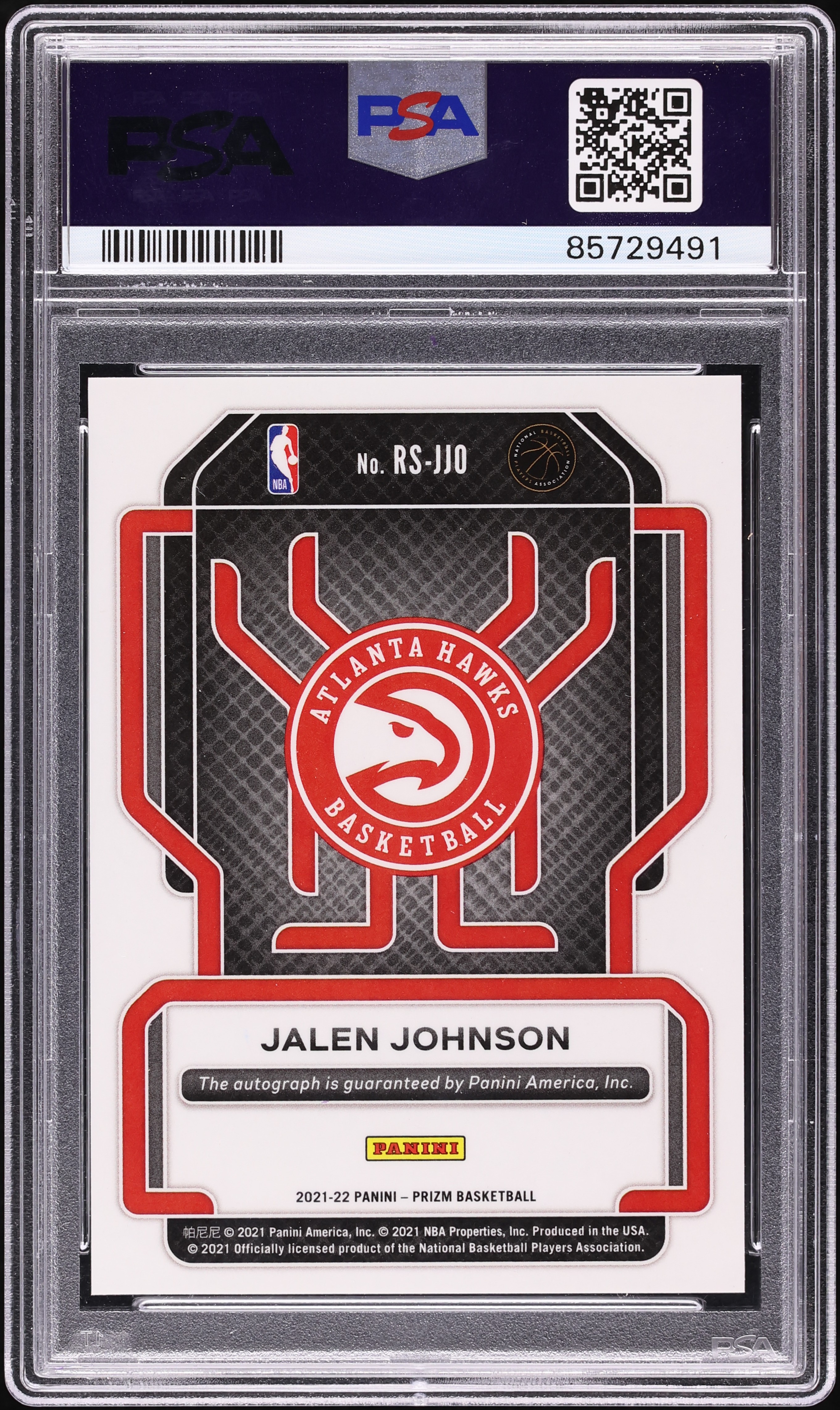2021 Panini Prizm Jalen Johnson ROOKIE AUTO DNA 10 #RS-JJO PSA 10