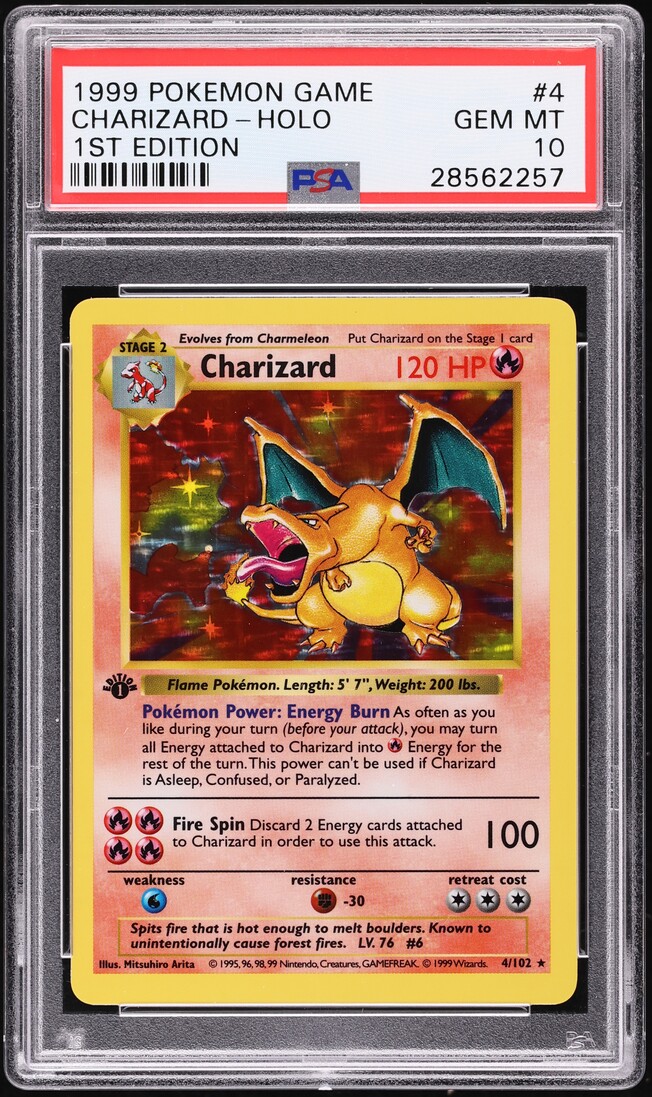 1999 Pokemon Base Set Shadowless 1st Edition Holo Charizard #4 PSA 10 GEM MINT