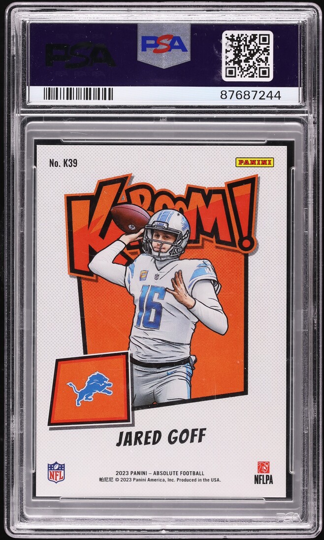 2023 Absolute Kaboom Vertical Gold Jared Goff /10 #K39 PSA 9 MINT
