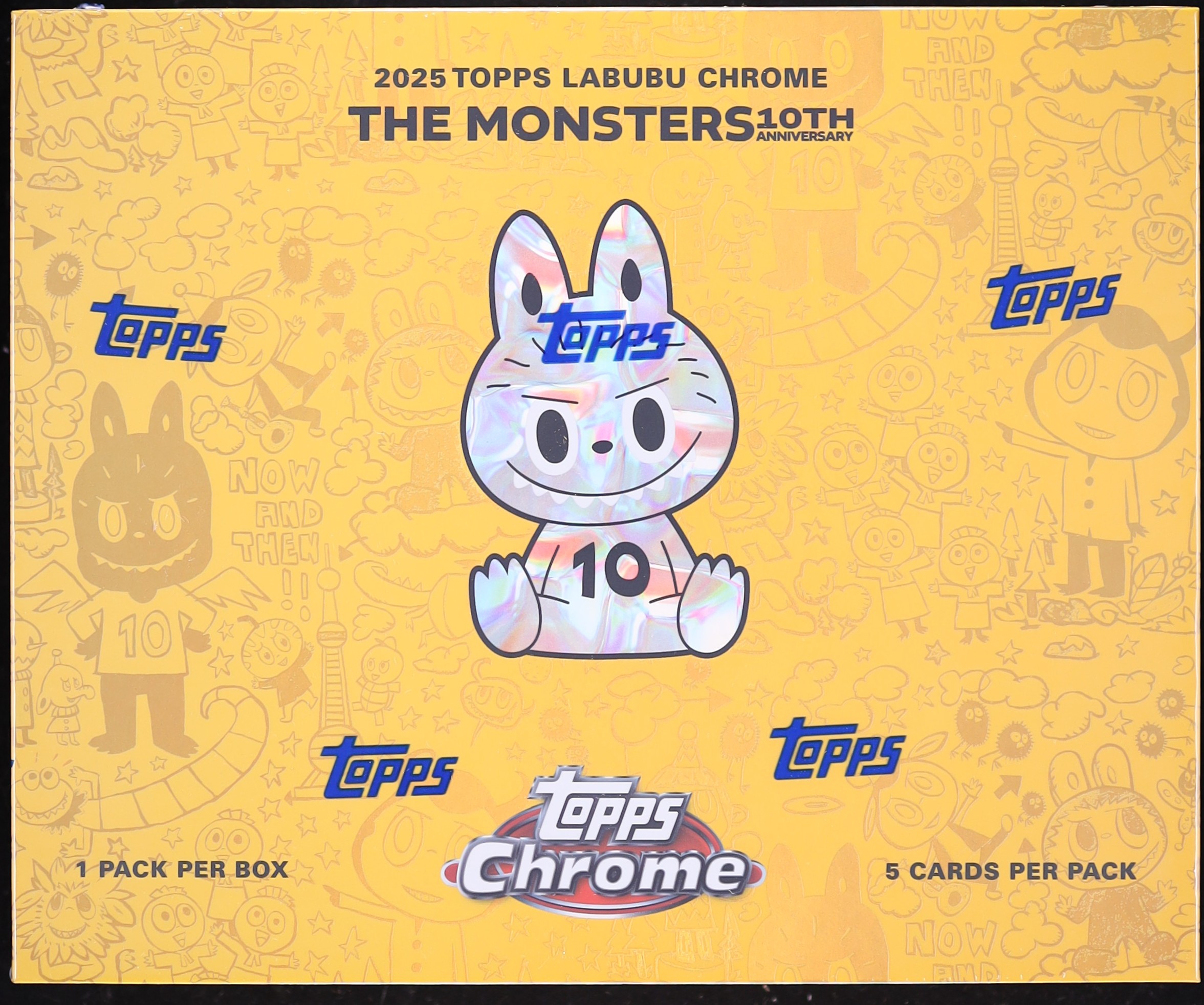 2025 Topps Chrome 10th Anniversary Labubu Sealed Hobby Box, 5ct