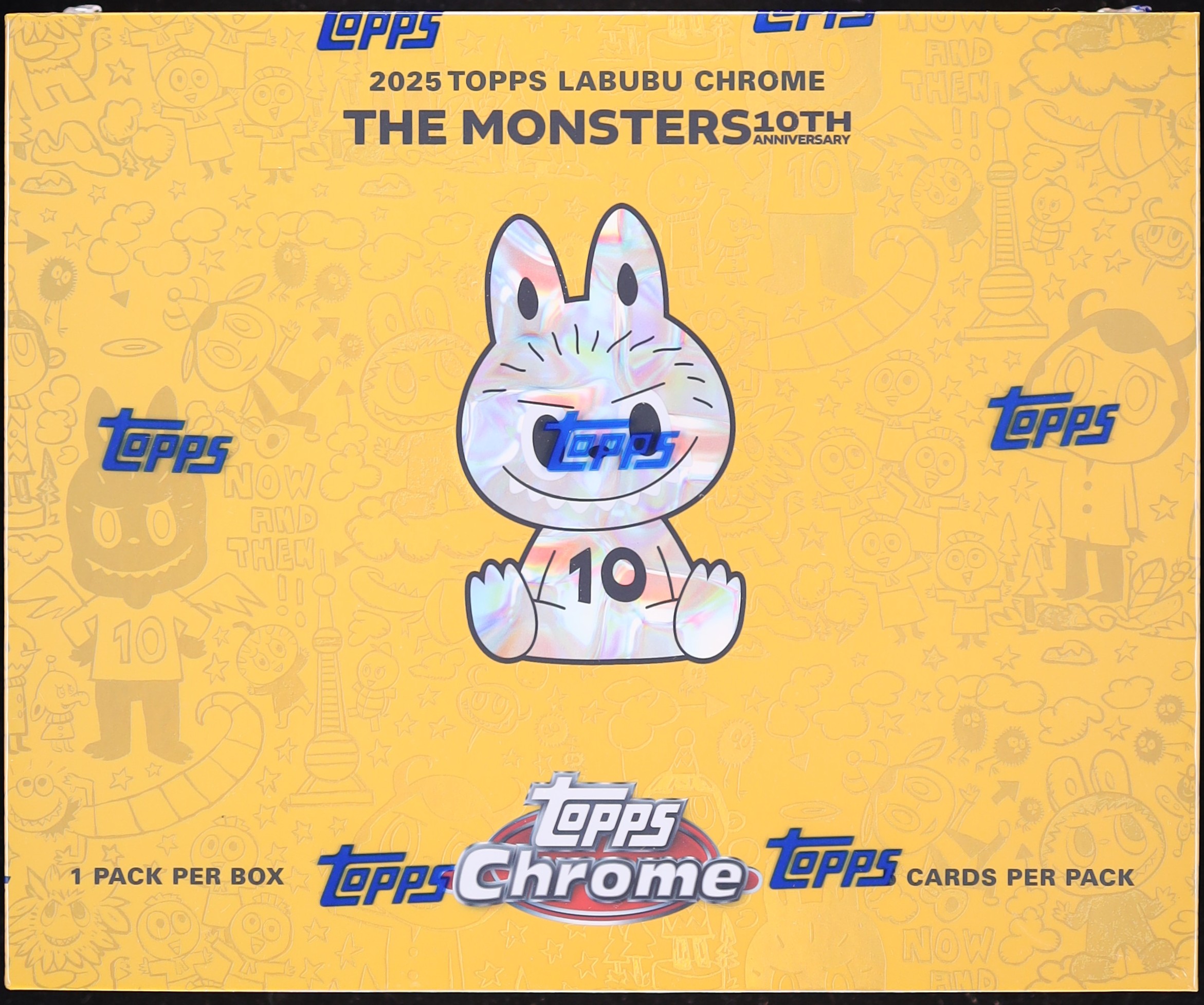 2025 Topps Chrome 10th Anniversary Labubu Sealed Hobby Box, 5ct