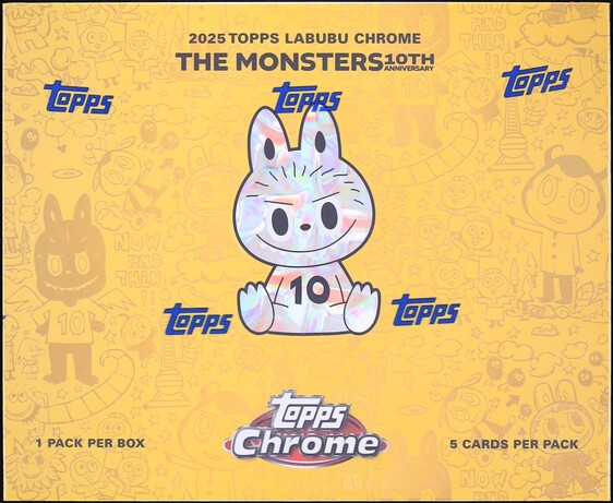 2025 Topps Chrome 10th Anniversary Labubu Sealed Hobby Box, 5ct