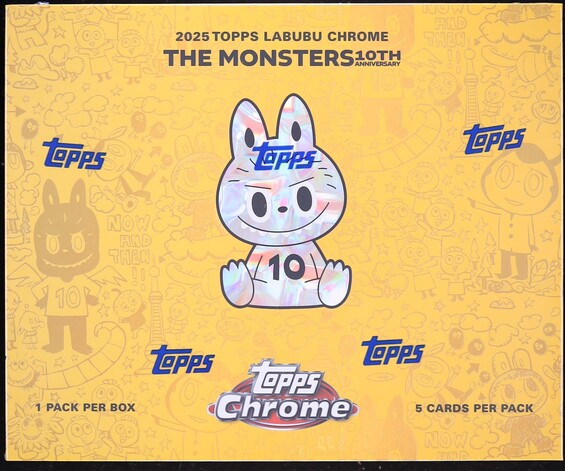 2025 Topps Chrome 10th Anniversary Labubu Sealed Hobby Box, 5ct