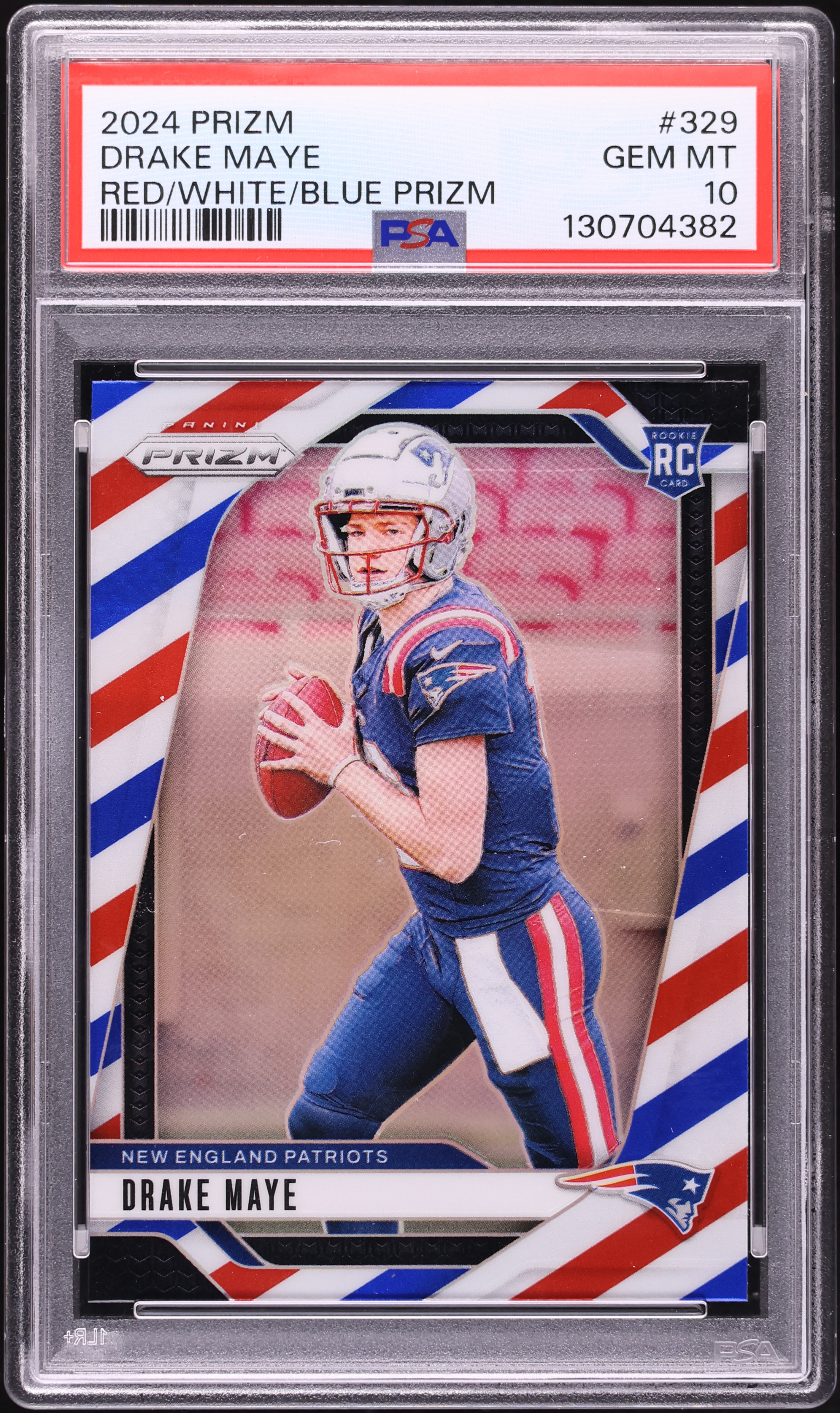 2024 Panini Prizm Red White Blue Drake Maye ROOKIE #329 PSA 10 GEM 