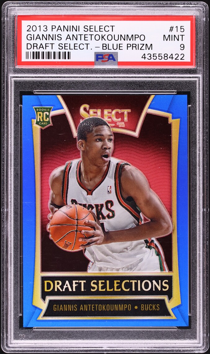 2013 Select Draft Selections Blue Prizm Giannis Antetokounmpo ROOKIE /49 #15 PSA 9 MINT