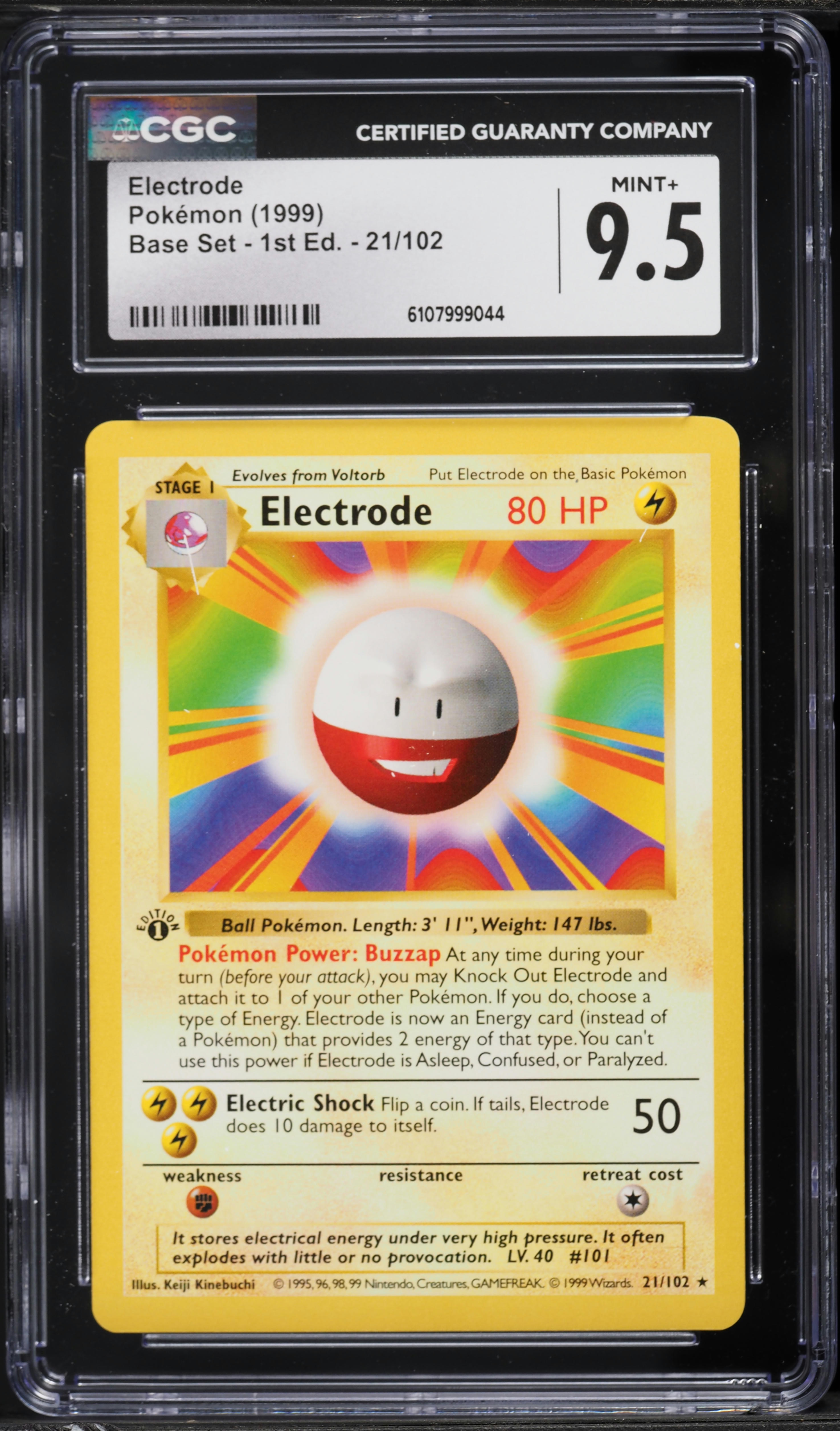 1999 Pokemon Base Set Shadowless 1st Edition Electrode #21 CGC 9.5