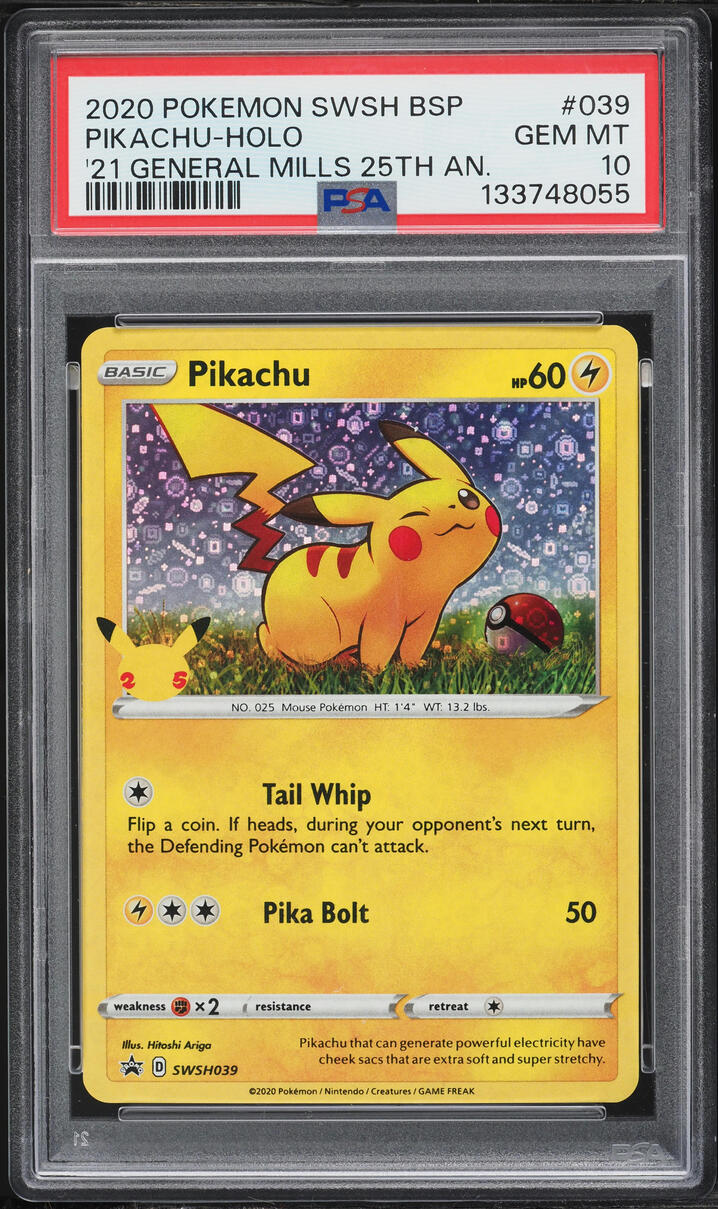 2020 Pokemon SWSH Promo General Mills 25th Anniversary Holo Pikachu #SWSH039 PSA 10 GEM MINT