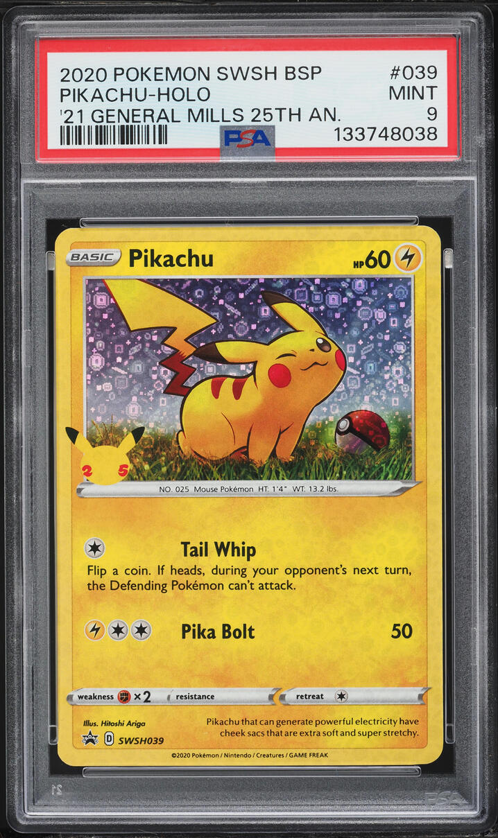 2020 Pokemon SWSH Promo General Mills 25th Anniversary Holo Pikachu #SWSH039 PSA 9 MINT