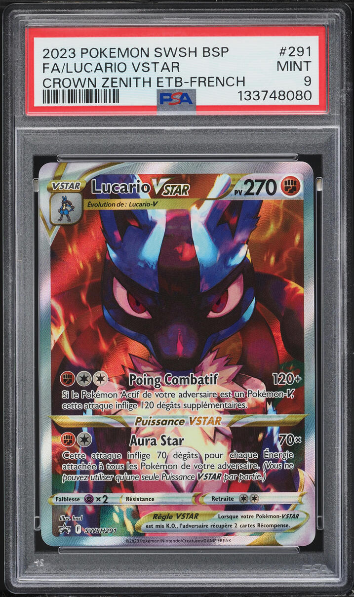 2023 Pokemon French SWSH Promo Crown Zenith ETB Full Art Lucario VSTAR #291 PSA 9 MINT