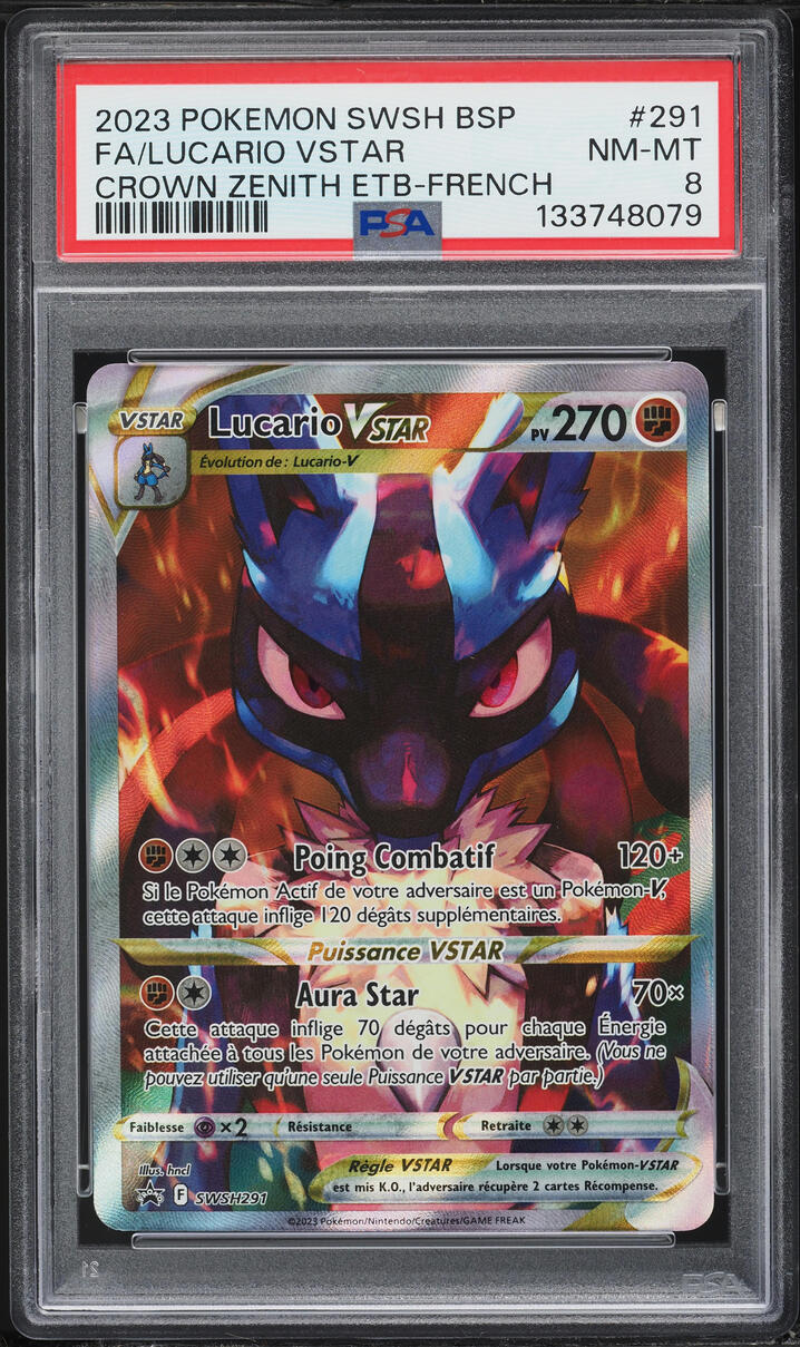 2023 Pokemon French SWSH Promo Crown Zenith ETB Full Art Lucario VSTAR #291 PSA 8 NM-MT