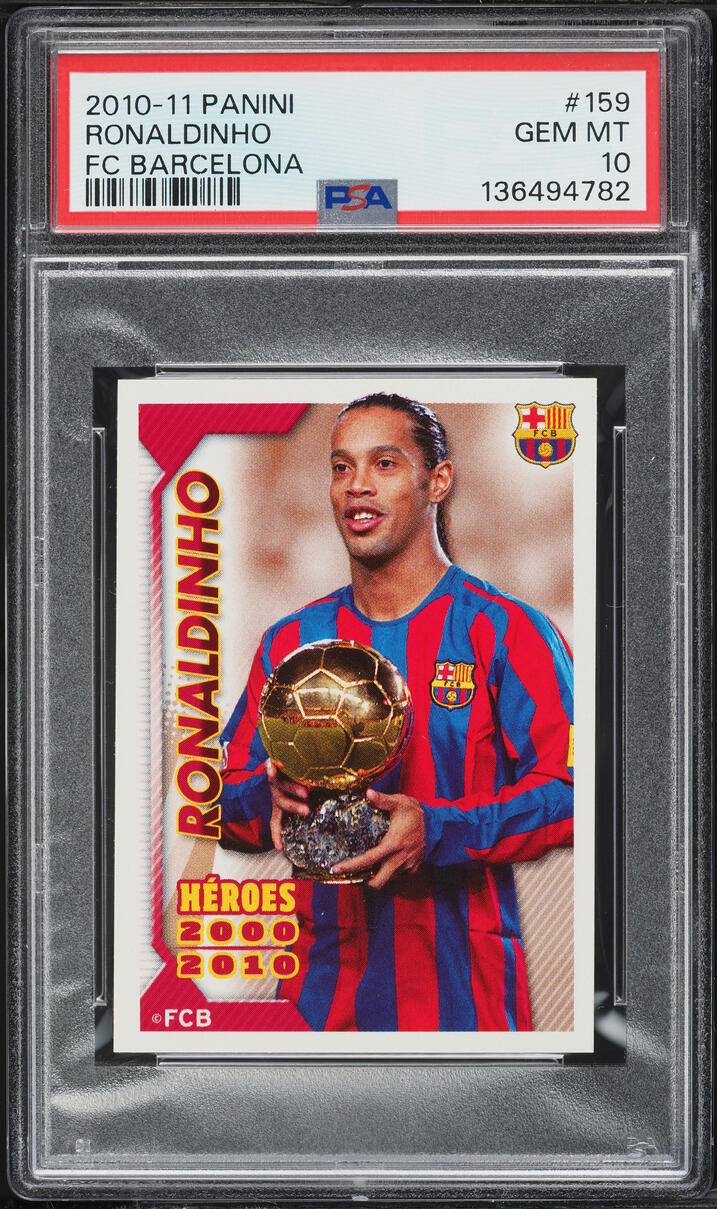 2010 Panini FC Barcelona Ronaldinho #159 PSA 10 GEM MINT on