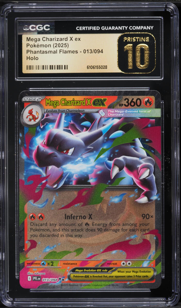 2025 Pokemon Mega Evolution Phantasmal Flames Holo Mega Charizard X EX #13  CGC 10 PRISTINE on Fanatics Collect