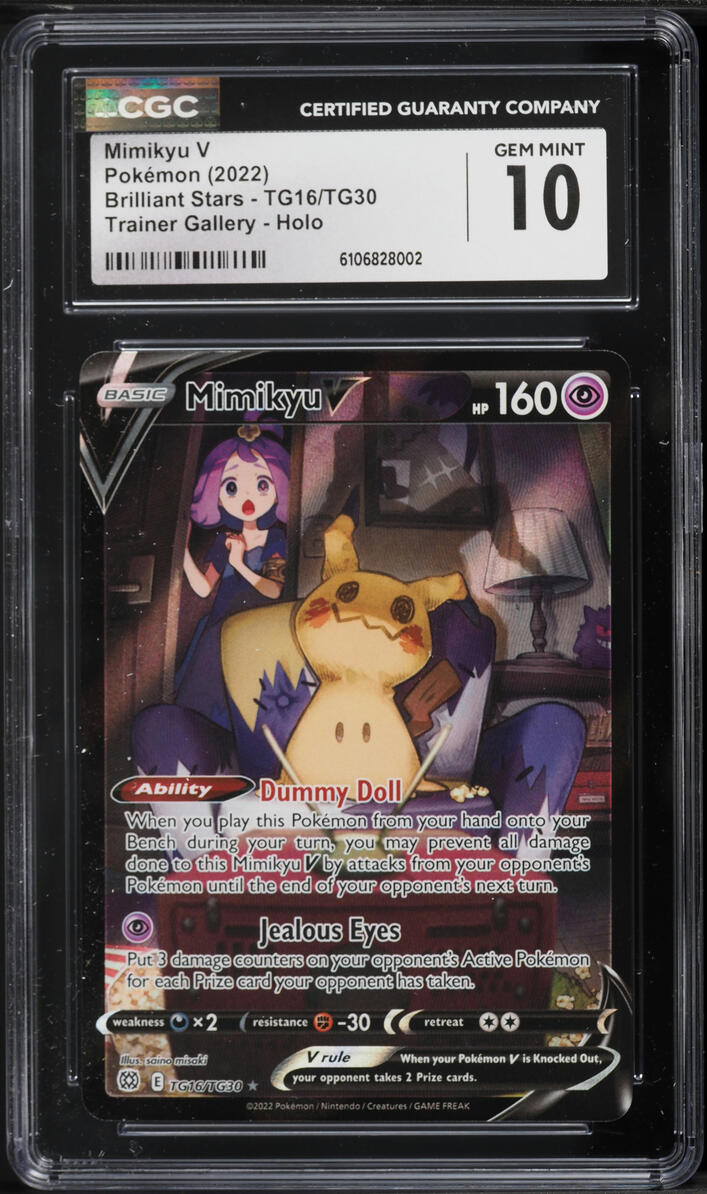 2022 Pokemon Sword & Shield Brilliant Stars CHR Mimikyu V #TG16 CGC 10 GEM MINT