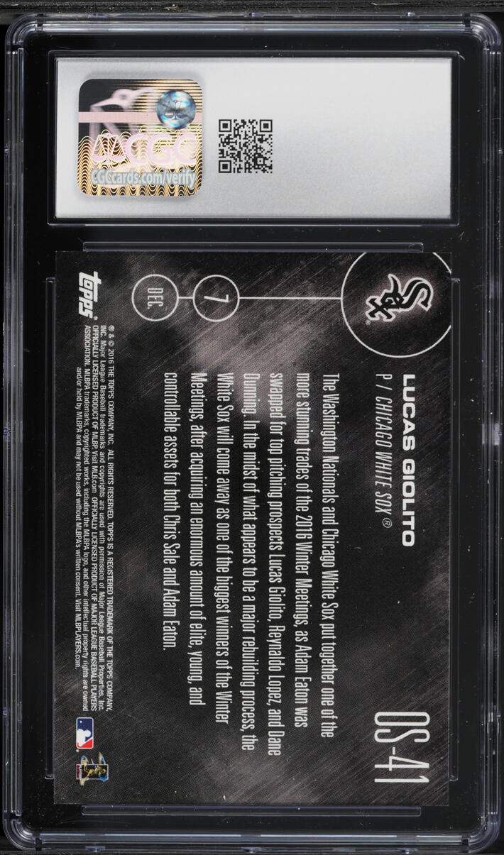 2016 Topps Now Off-Season Lucas Giolito ROOKIE #OS-41 CGC 10 GEM MINT