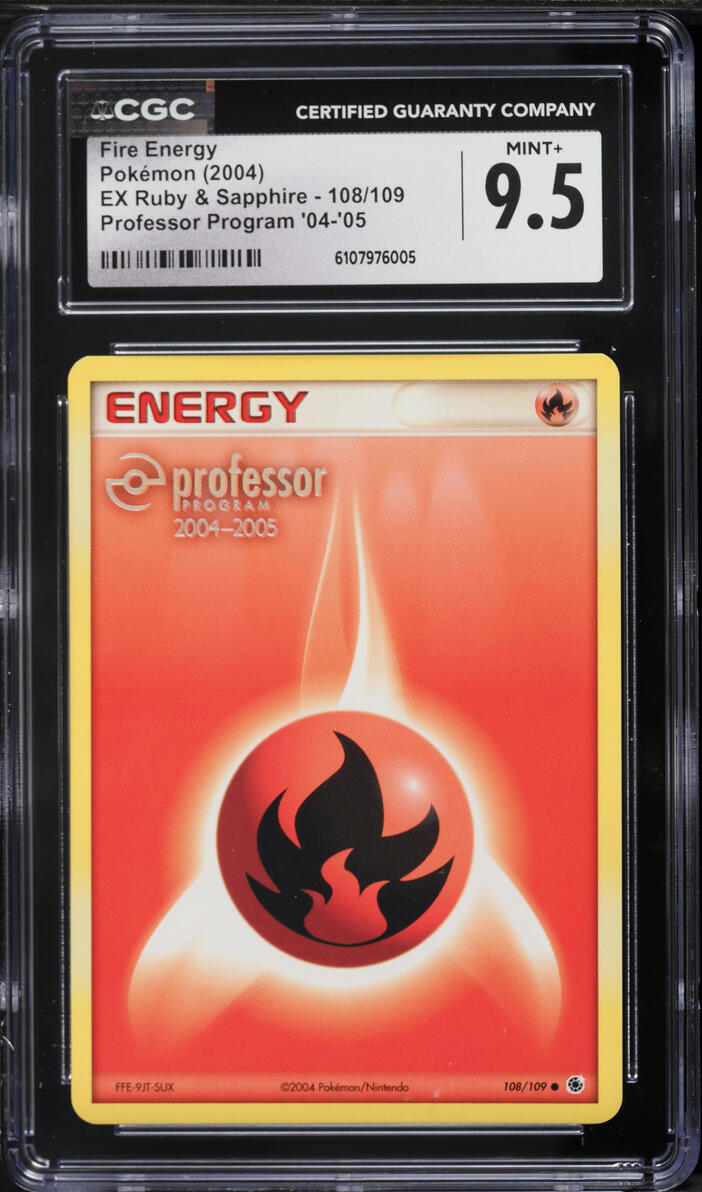 2004 Pokemon EX Ruby & Sapphire Professor Program Fire Energy #108 CGC 9.5 MINT+