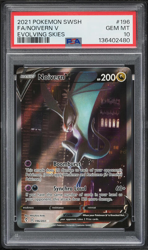 2021 Pokemon Sword & Shield Evolving Skies Full Art Noivern V #196 PSA 10 GEM MINT