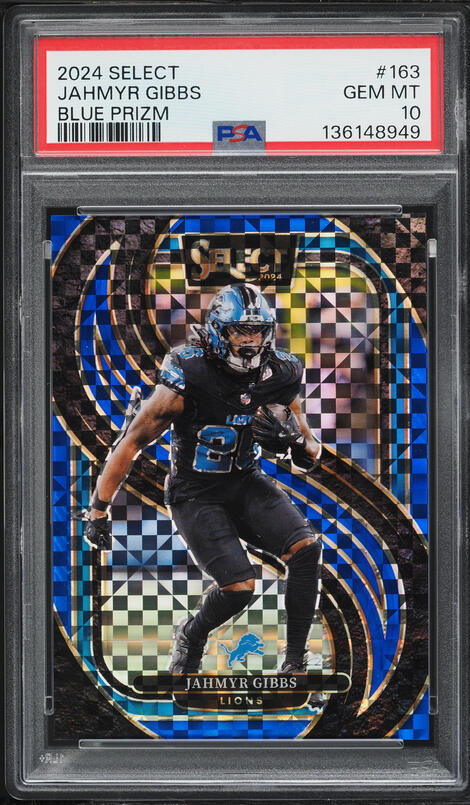 2024 Select Premier Level Blue Prizm Jahmyr Gibbs /175 #163 PSA 10