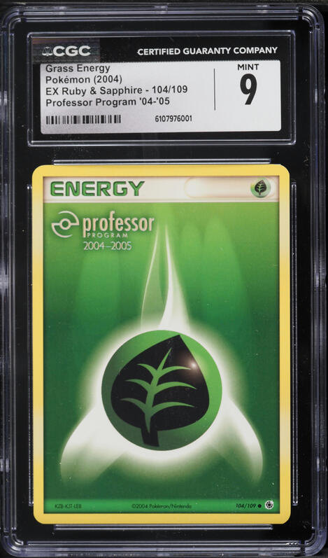 2004 Pokemon EX Ruby & Sapphire Professor Program Grass Energy #104 CGC 9 MINT