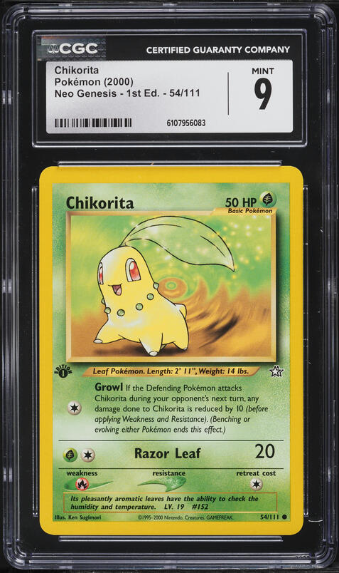 2000 Pokemon Neo Genesis 1st Edition Chikorita #54 CGC 9 MINT