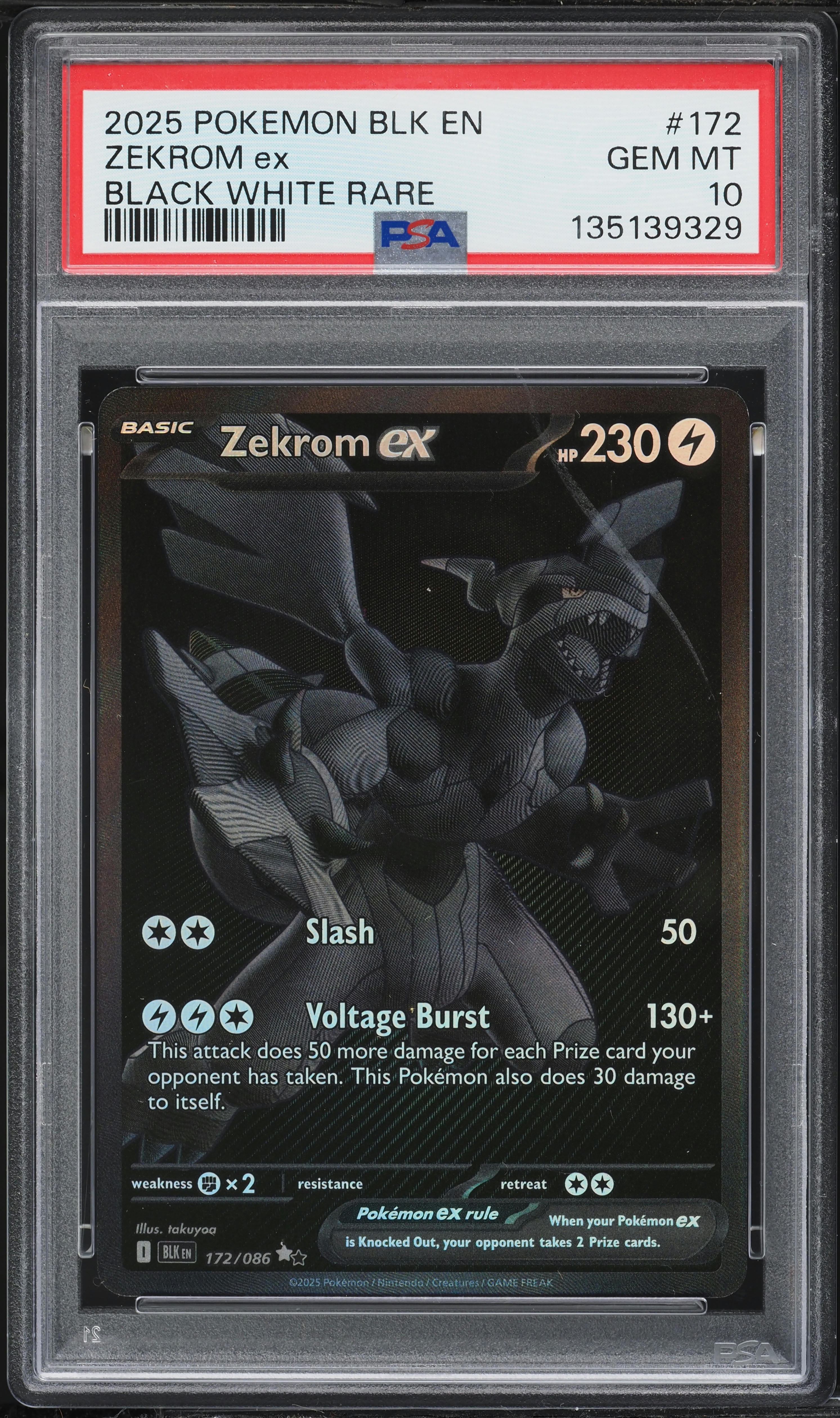 2025 Pokemon Scarlet & Violet Black Bolt BWR Zekrom ex #172 PSA 10