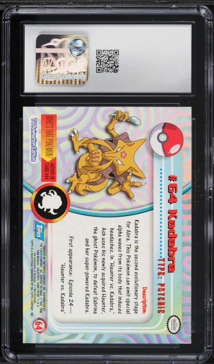 1999 kadabra pokemon card 1999 POKEMON BASE SET KADABRA #32 GRADED CGC 9 MINT. FRESHLY GRADED- NICE!