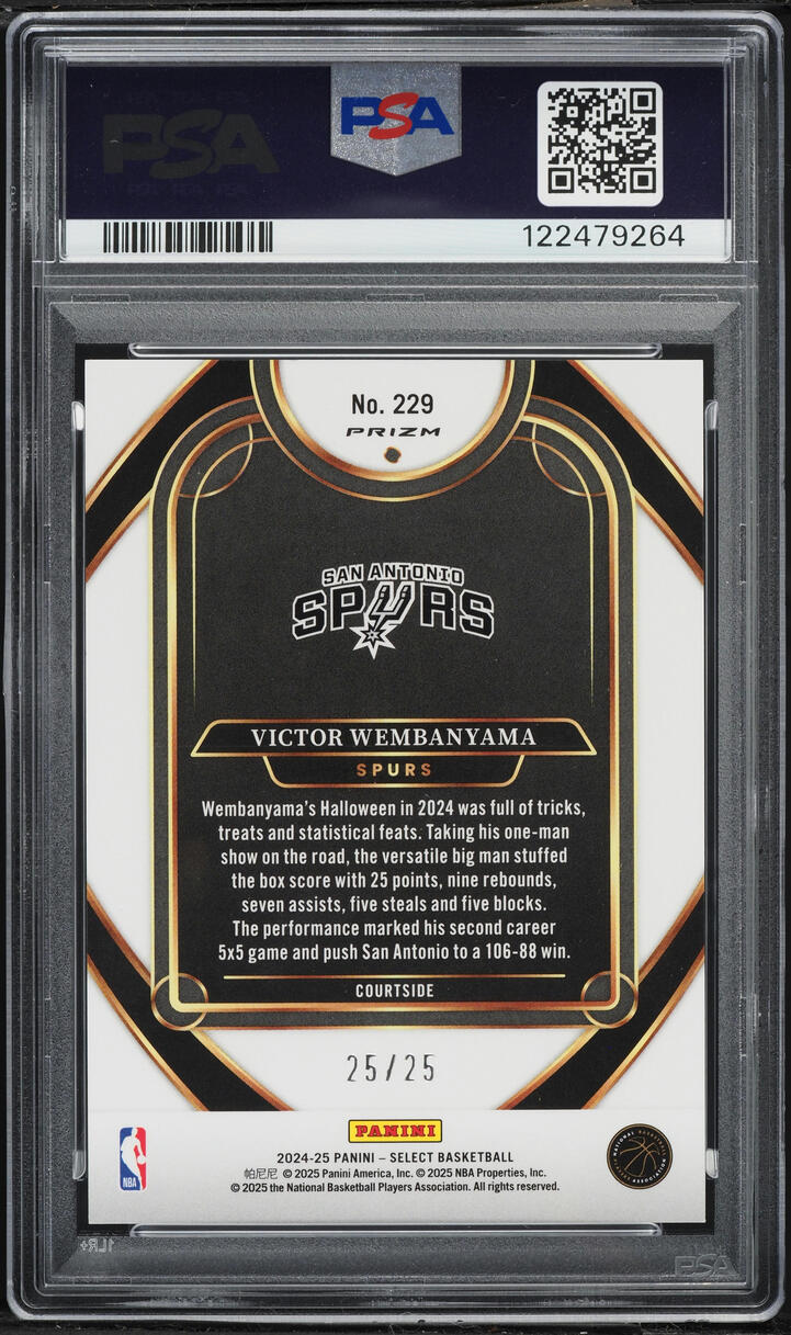2024 Select Courtside Tie-Dye Prizm Victor Wembanyama SSP 25/25 #229 PSA 9 MINT