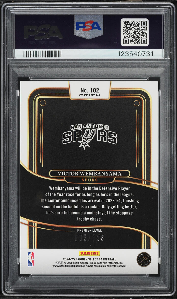 2024 Select Premier Level Green Camo Victor Wembanyama /125 #102 PSA 9 MINT