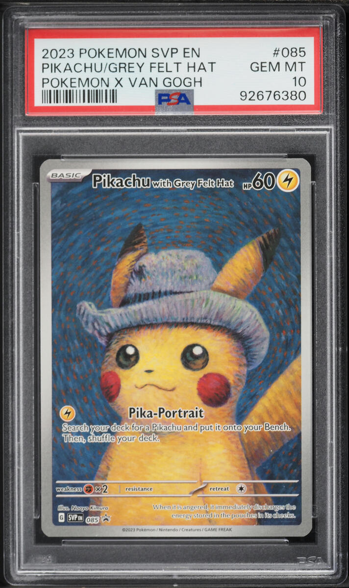 2023 Pokemon SV Black Star Promo Van Gogh Pikachu With Grey Felt Hat #85 PSA 10