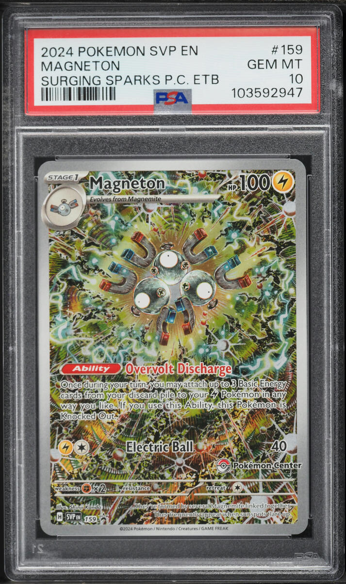 2024 Pokemon SV Promo Surging Sparks Center ETB Alt Art Magneton #159 PSA 10 GEM MINT