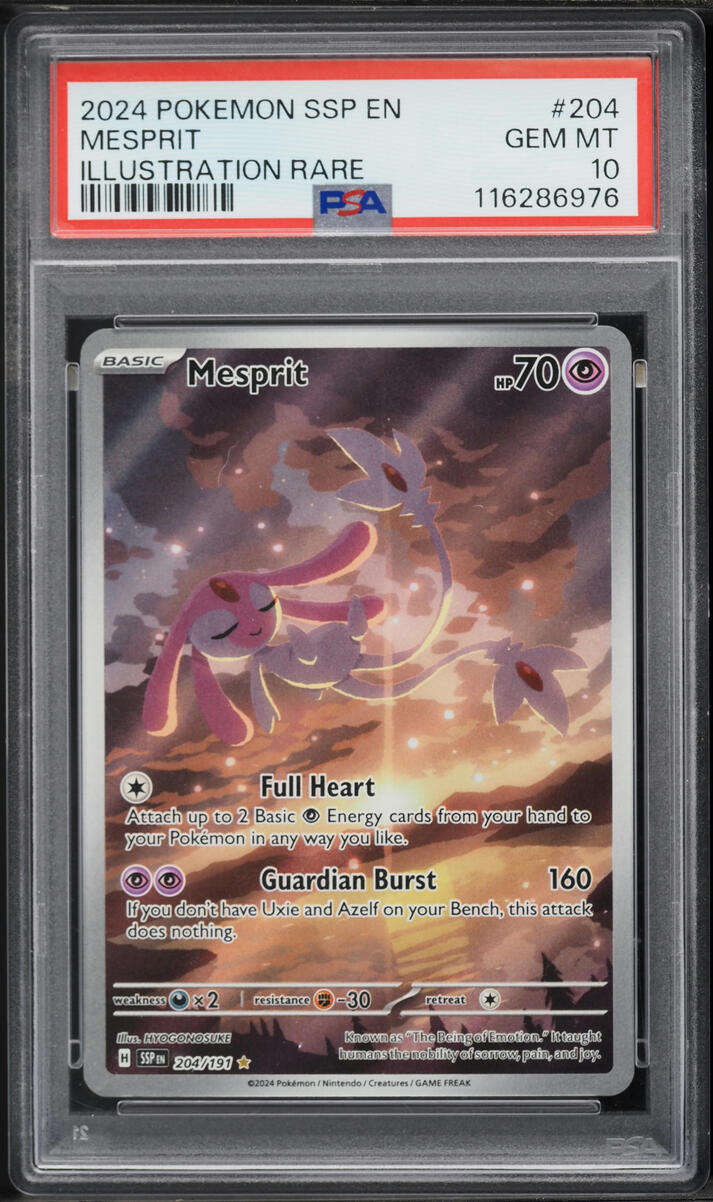 2024 Pokemon Scarlet & Violet Surging Sparks IR Mesprit #204 PSA 10 GEM MINT