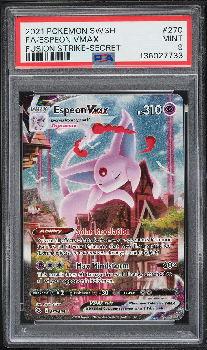 2021 Pokemon Sword & Shield Fusion Strike SEC Espeon VMAX #270 PSA 9 MINT