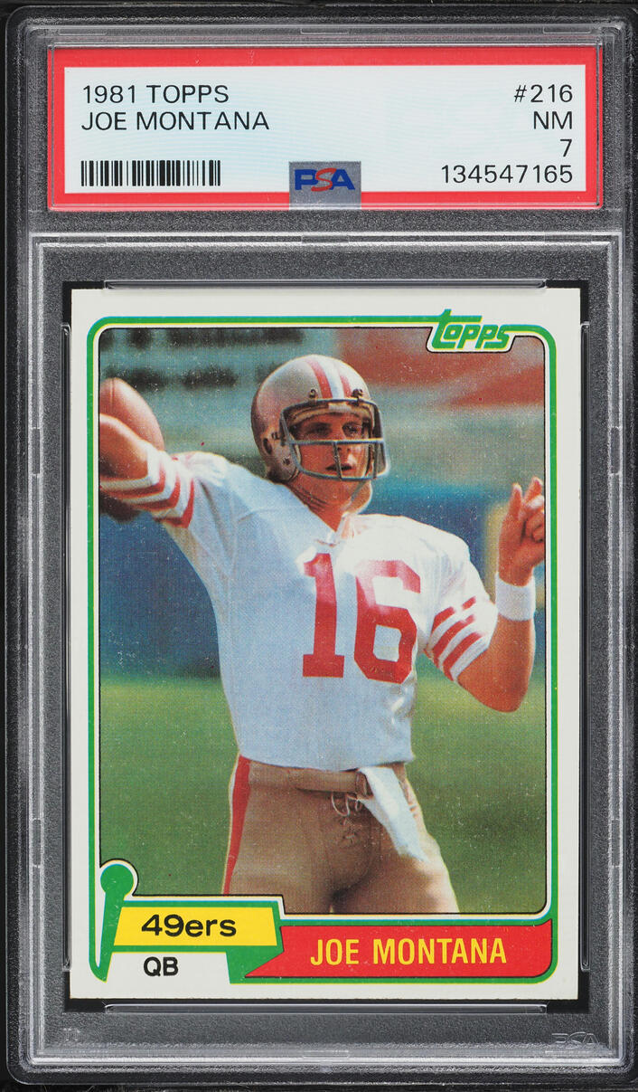 1981 Topps Football Joe Montana ROOKIE #216 PSA 7 NRMT