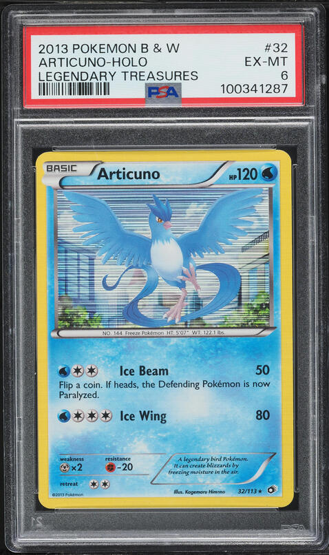 2013 Pokemon Black & White Legendary Treasures Holo Articuno #32 PSA 6 EXMT