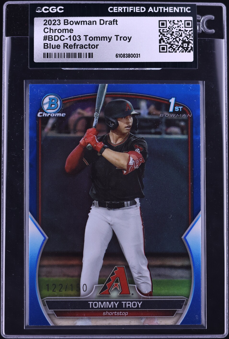 2023 Bowman Draft Chrome Blue Refractor Tommy Troy PROSPECT /150 #BDC-103 CGC AUTH