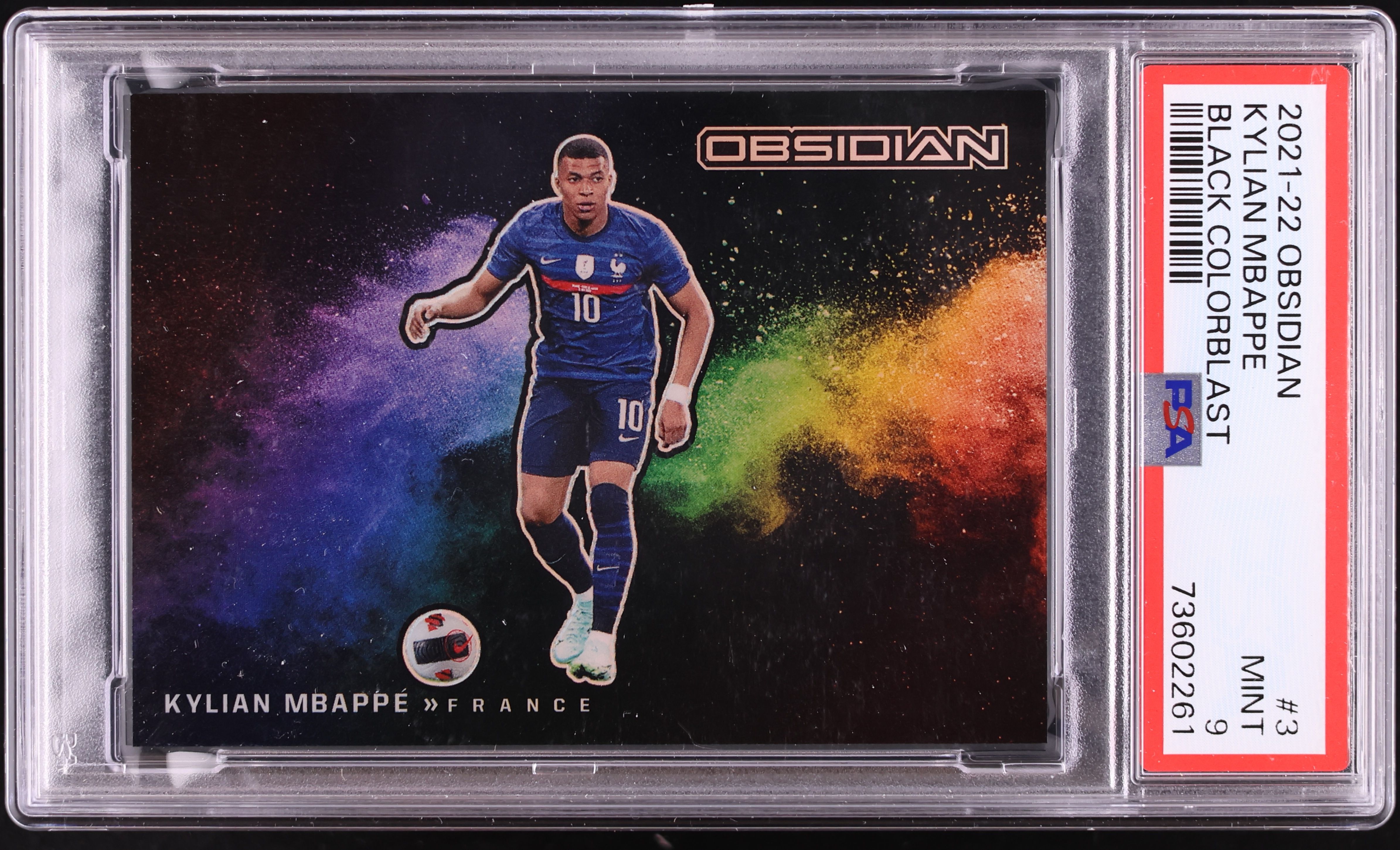 2021 Panini Obsidian Black Colorblast Kylian Mbappe #3 PSA 9 MINT