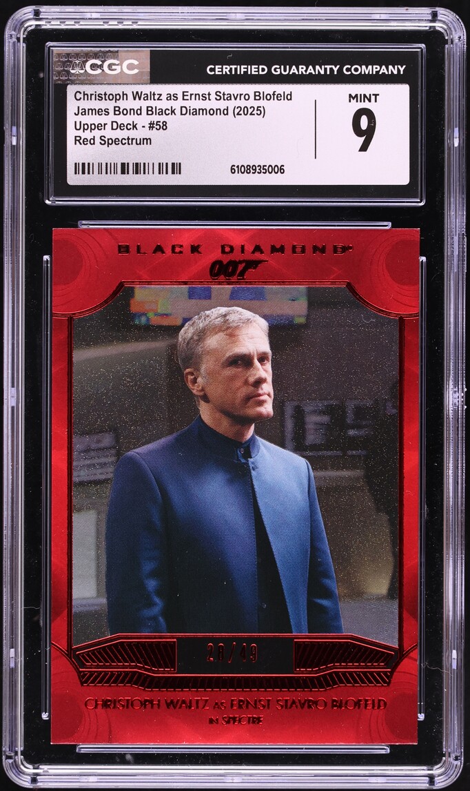 2025 James Bond Black Diamond Red Spectrum Christoph Waltz as Ernst Stavro Blofeld /49 CGC 9