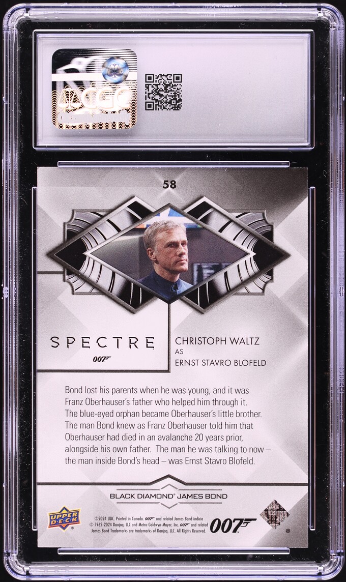 2025 James Bond Black Diamond Red Spectrum Christoph Waltz as Ernst Stavro Blofeld /49 CGC 9