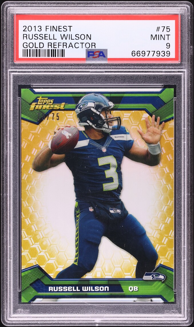 2013 Finest Gold Refractor Russell Wilson 75/75 #75 PSA 9 MINT on