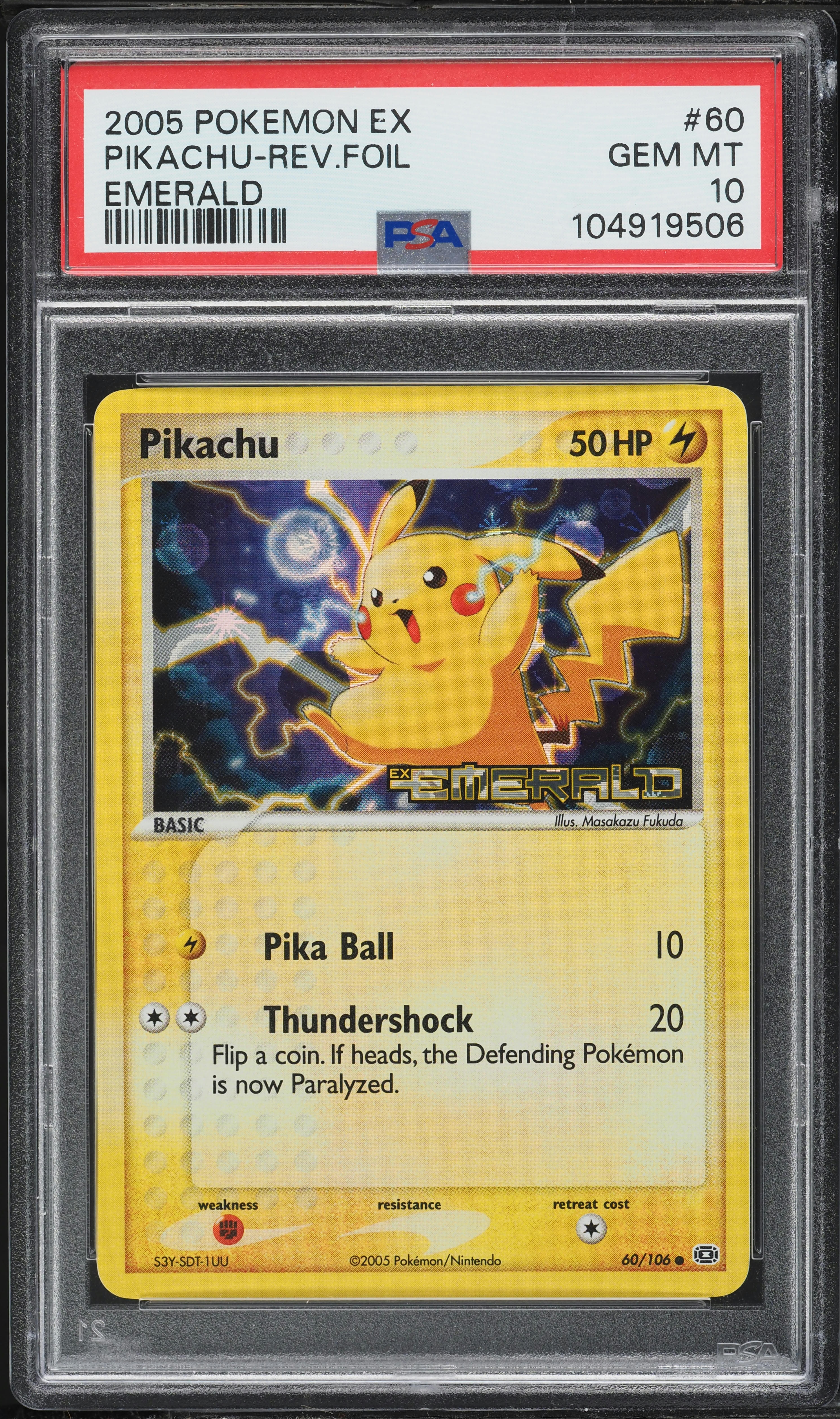 2005 Pokemon EX Emerald Reverse Holo Pikachu #60 PSA 10 GEM MINT
