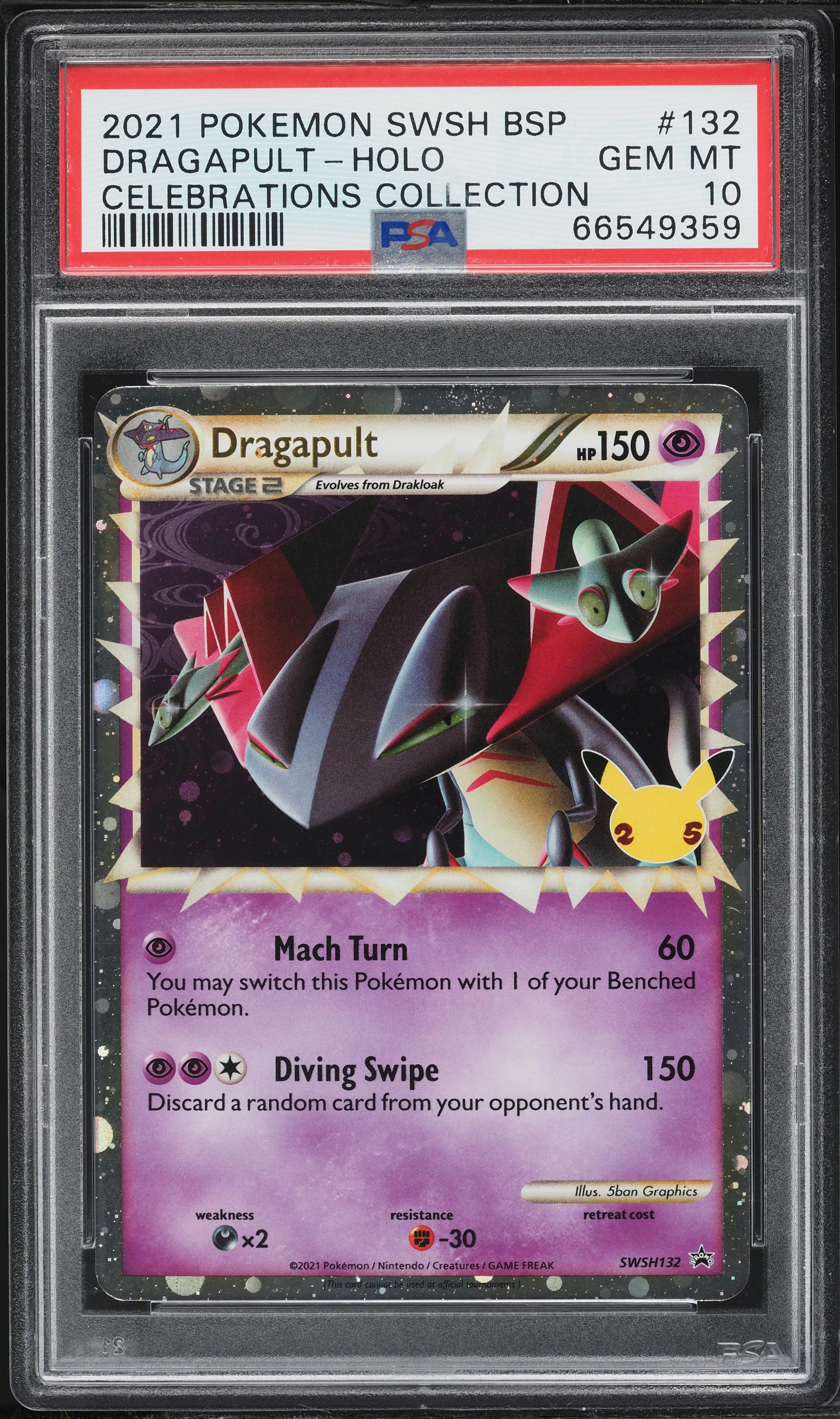 2021 Pokemon Sword & Shield Promo Celebrations Holo Dragapult