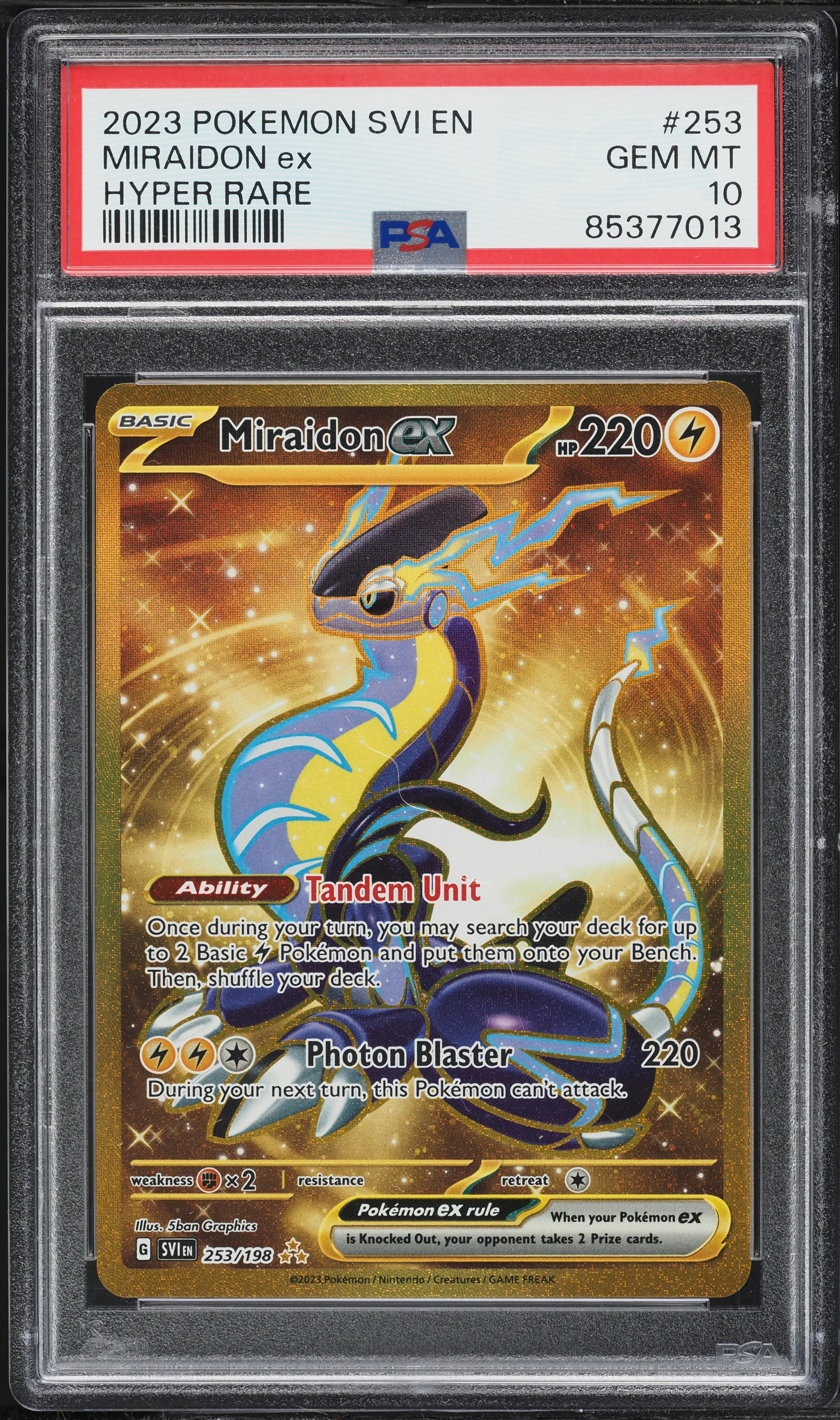 2023 Pokemon Scarlet & Violet Gold Rare Miraidon ex #253 PSA 10